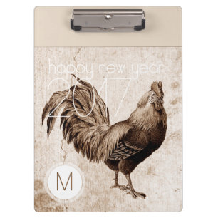 Portapapeles Monograma de Año de Rooster 2017