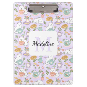 Portapapeles monograma personalizado de gatos libr
