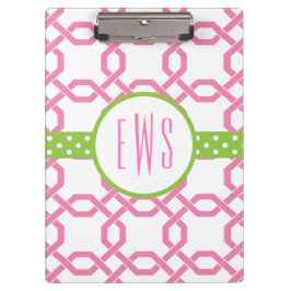 Portapapeles Monogramado de Lattice y Grosgrain