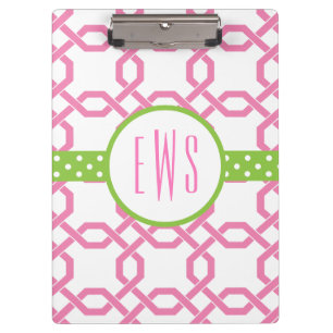 Portapapeles Monogramado de Lattice y Grosgrain