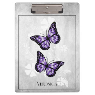 Portapapeles morado de mariposa floral