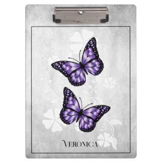 Portapapeles morado de mariposa floral