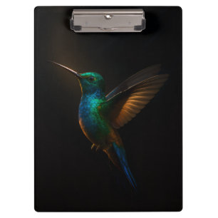 Portapapeles negro 4 Luxe, colibrí en vuelo