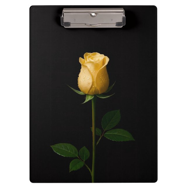 Portapapeles negro 4 Luxe con rosa amarilla ilumin (Anverso)