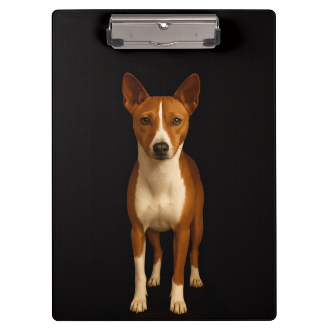 Portapapeles negro 4 Luxe, perro Basenji elegante (Anverso)