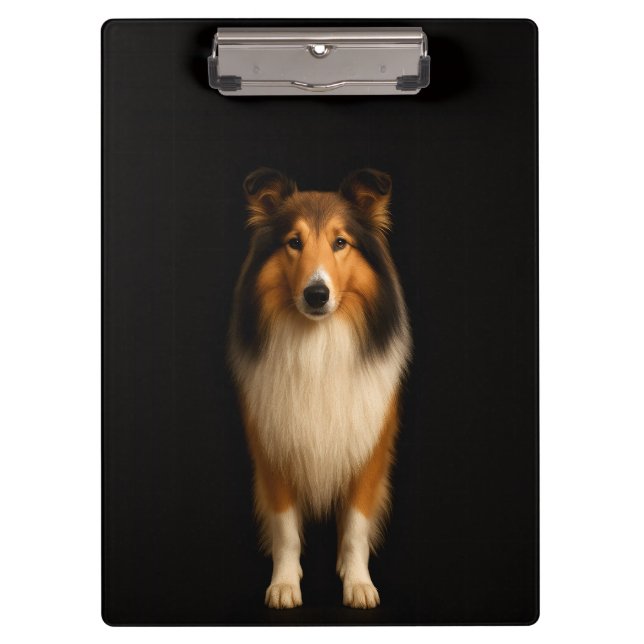 Portapapeles negro 4 Luxe, perro Collie leal (Anverso)