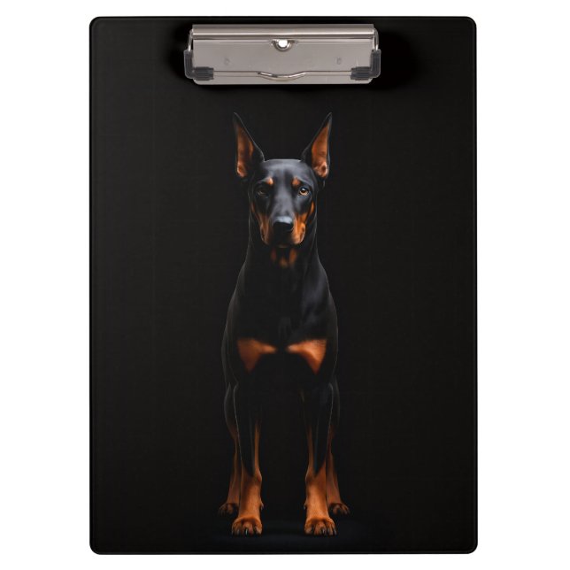 Portapapeles negro 4 Luxe, perro Doberman Guardián (Anverso)