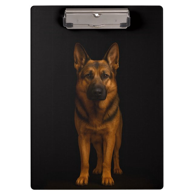 Portapapeles negro 4 Luxe, perro pastor alemán (Anverso)