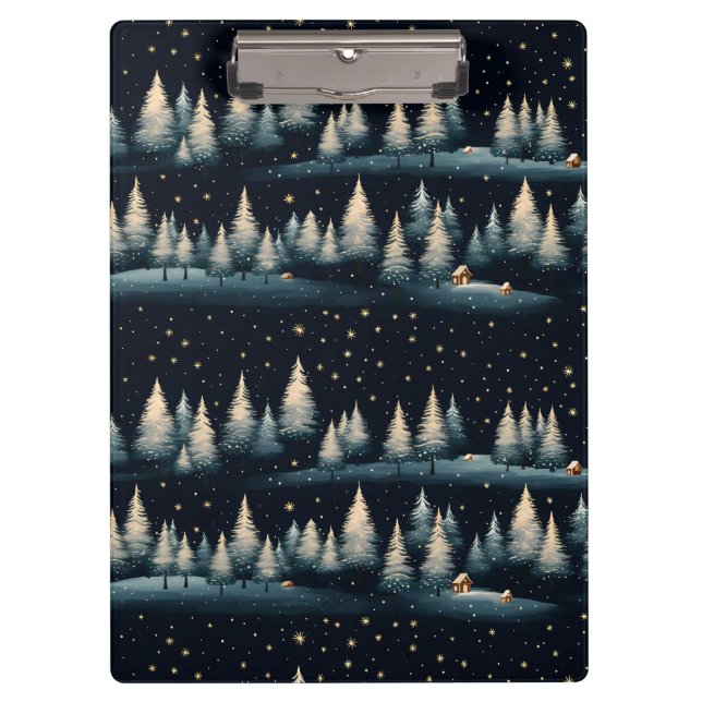 Portapapeles nocturno Starry Winter Forest (Anverso)