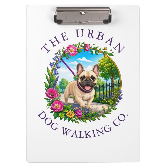 Portapapeles para negocio de paseo de perros con B (Anverso)