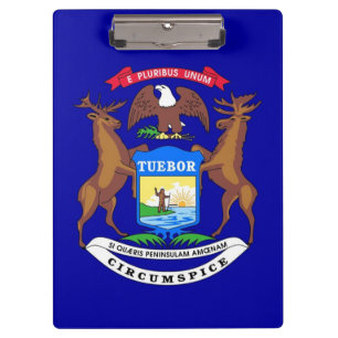 Portapapeles patriótico con bandera de Michigan, E