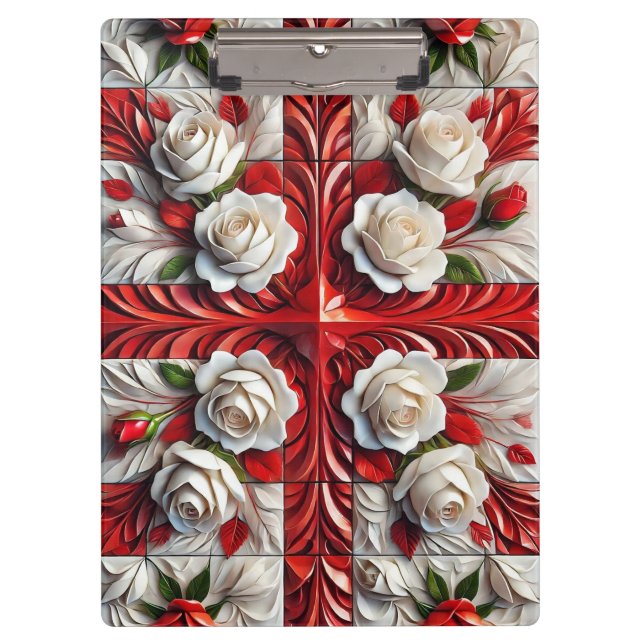 Portapapeles patriótico con diseño de Rosas ingles (Anverso)