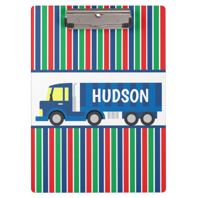 Portapapeles personalizado de Blue Semi Truck (Anverso)