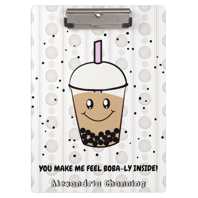 Portapapeles personalizado de Boba Bubble Tea Pun (Anverso)