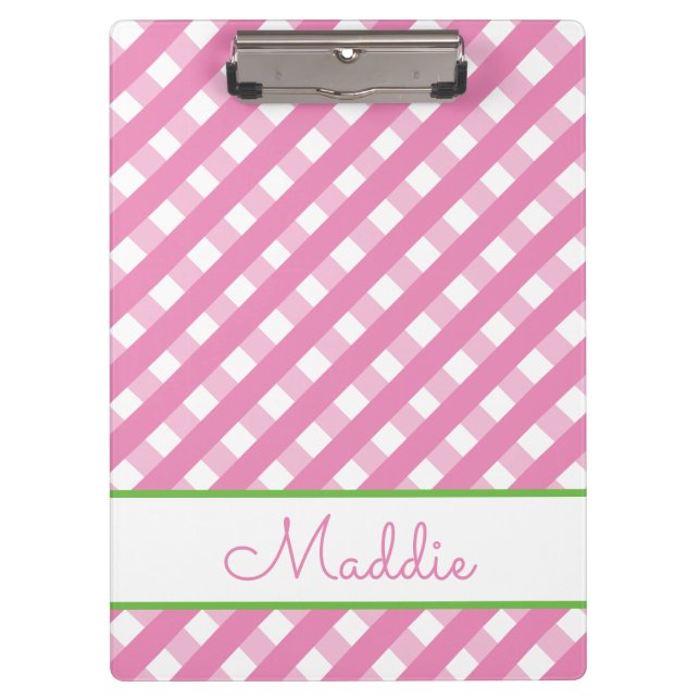 Portapapeles personalizado de Cute Gingham (Anverso)