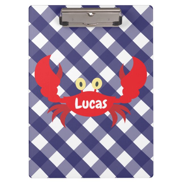 Portapapeles personalizado de Gingham Crab (Anverso)