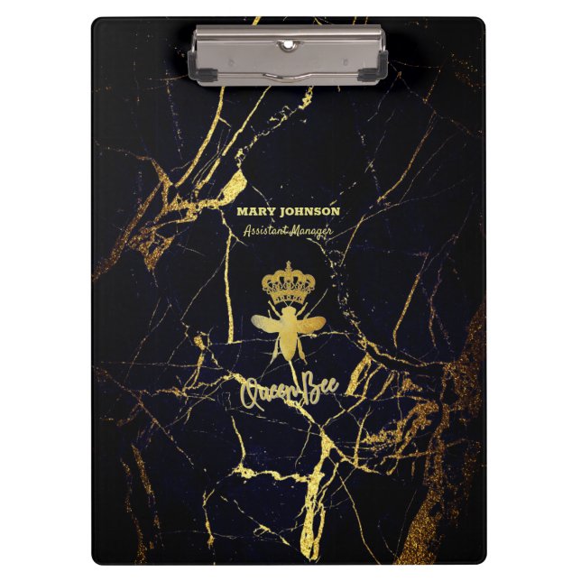 Portapapeles personalizado de Mármol Negro de Oro  (Anverso)