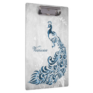 Portapapeles personalizado de pavo real azul