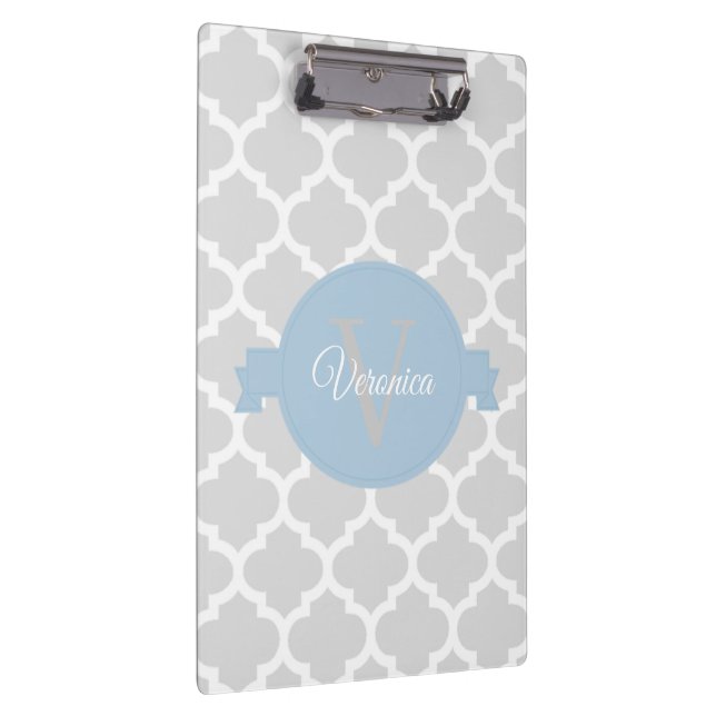 Portapapeles personalizado de Sky Blue Quatrefoil (Derecha)