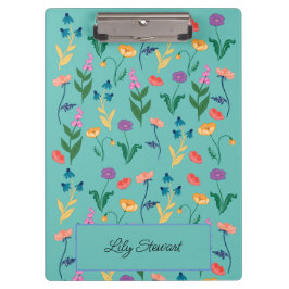 Portapapeles personalizado de turquesa de flores s