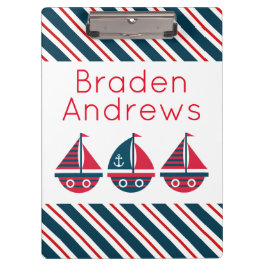 Portapapeles personalizado de veleros a rayas