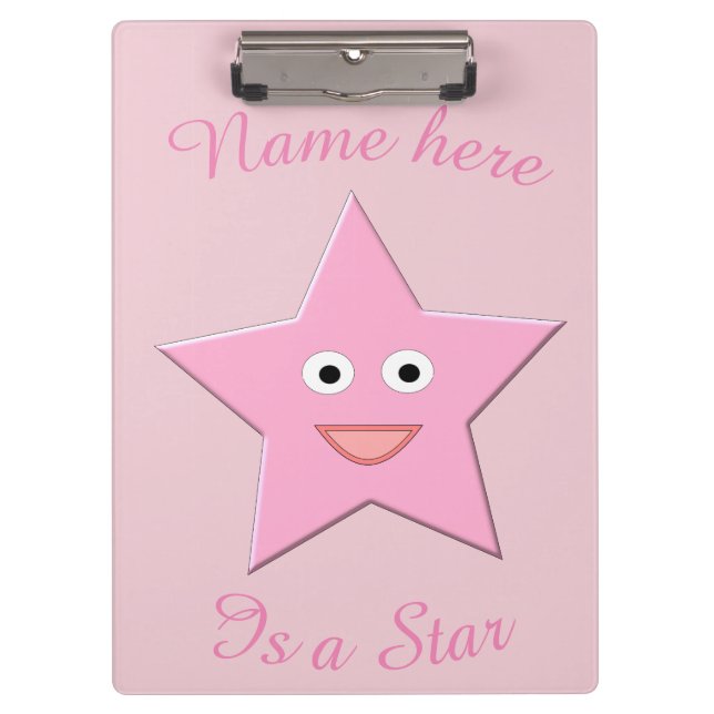 Portapapeles Personalizado Estrella rosa bonito (Anverso)