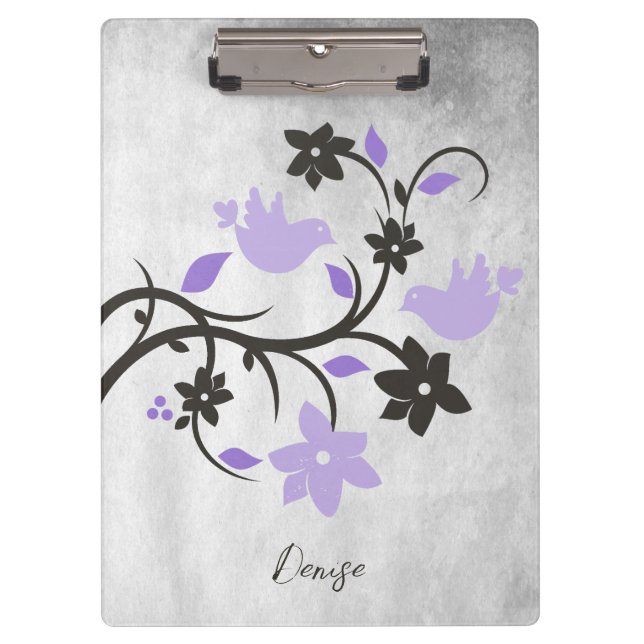 Portapapeles personalizado Purple Lovebirds (Anverso)