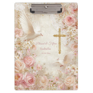 Portapapeles personalizado Quinceañera Rosa Celest
