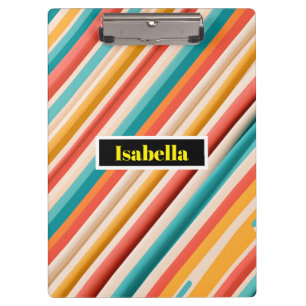 Portapapeles retro rayado personalizado   Colorido