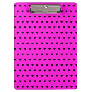 Portapapeles rosa llamativo con corazones negros G