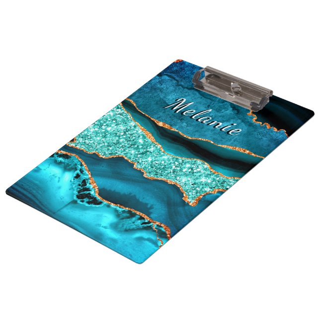 Portapapeles verde azulado de mármol azul dorado c (Angular)