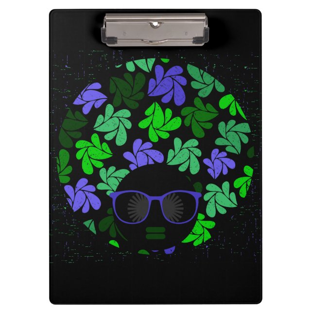 Portapapeles Verde y Azul Afro Diva (Anverso)