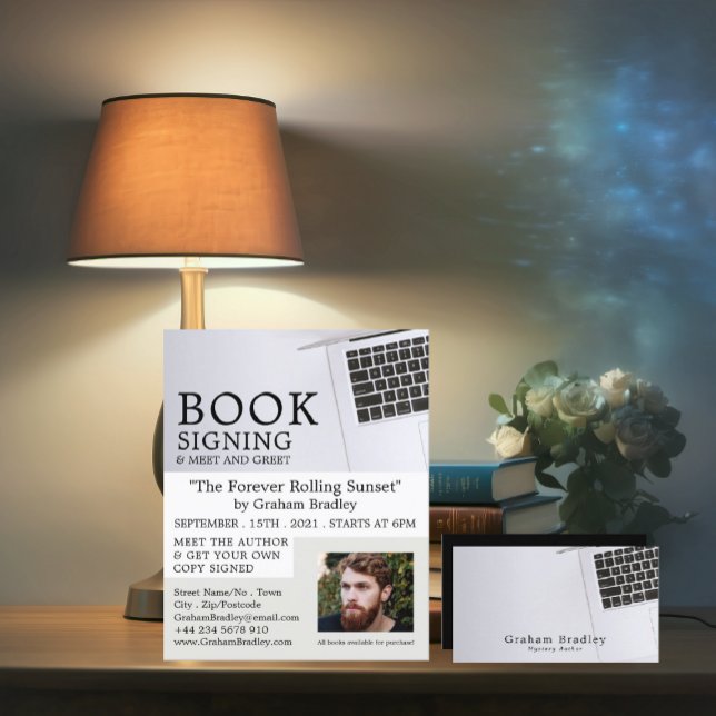 Portátil blanco, publicidad de firma de libros de  (Subido por el creador)