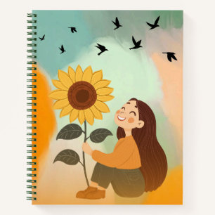 Portátil Chica de girasol lindo - Diario estético
