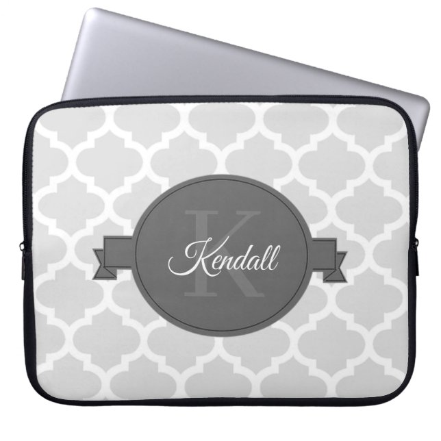 Portátil Cuatrefoil gris Funda personalizada para portátile (Frente)