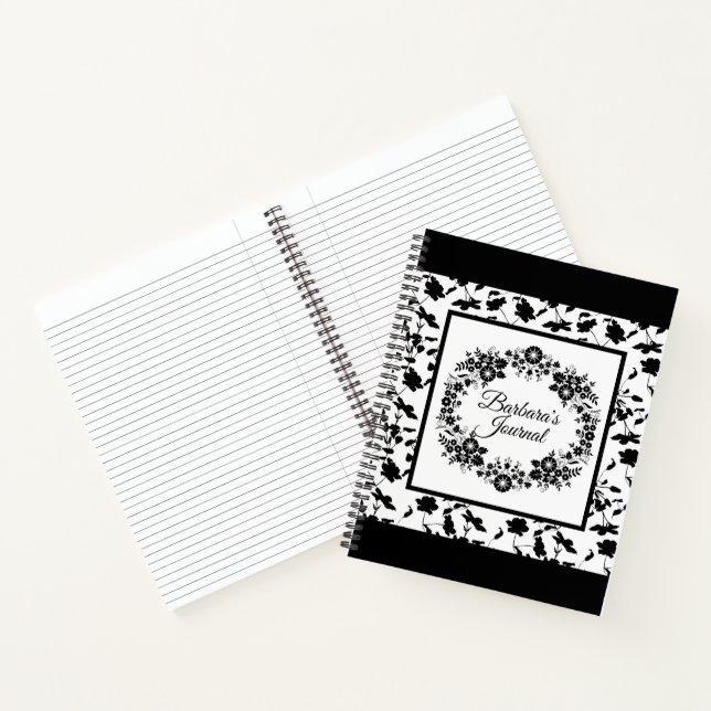 Portátil De Espiral De Diario Blanco Y Negro perso (Interior)