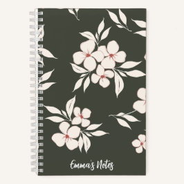 Portátil de espiral floral verde sabio | cuaderno