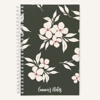 Portátil de espiral floral verde sabio | cuaderno
