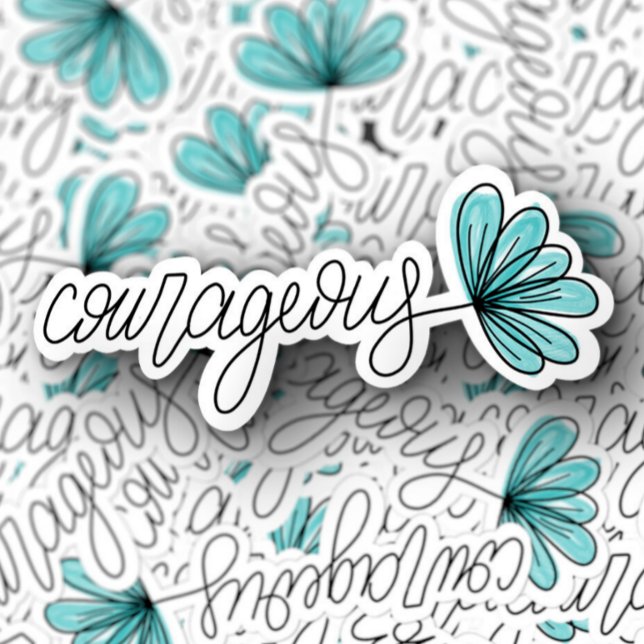 Portátil de flor de Word valiente | Pegatina de co (Courageous Affirmation Vinyl Sticker PiggyPrint Stickers.)