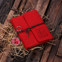Portátil Felt Personalizado y Keychain - Rojo