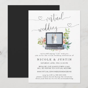 Portátil Floral Invitación a la boda virtual