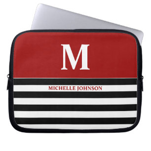 Portátil Funda de laptops Red Black Striped para mujeres o