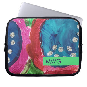Portátil Funda para iPad con monograma Mod Pink Green Blue