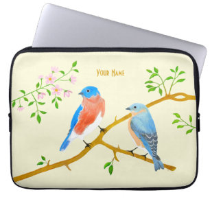 Portátil Funda para Laptop Azul Claro de los pájaros amaril