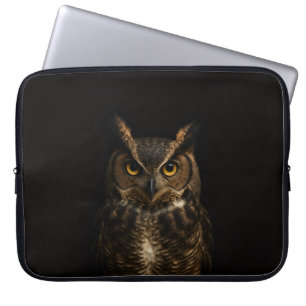 Portátil Funda para Laptop Black 4 Luxe, Búho de ojos dorad