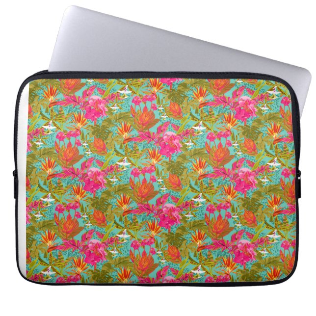 Portátil Funda para laptop con flores tropicales y estampad (Frente)