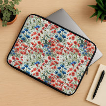 Funda para Laptop de Acuarela Flor Silvestre Amapo