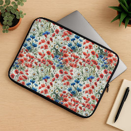 Portátil Funda para Laptop de Acuarela Flor Silvestre Amapo