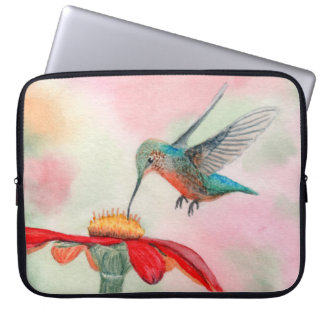 Portátil Funda para laptop de arte de colibrí acuarela