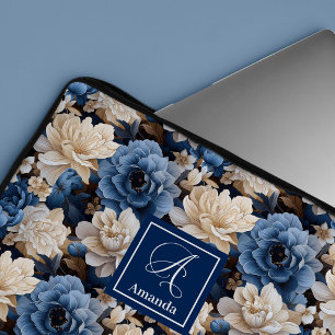 Portátil Funda para Laptop Floral Azul Flores de Marina con